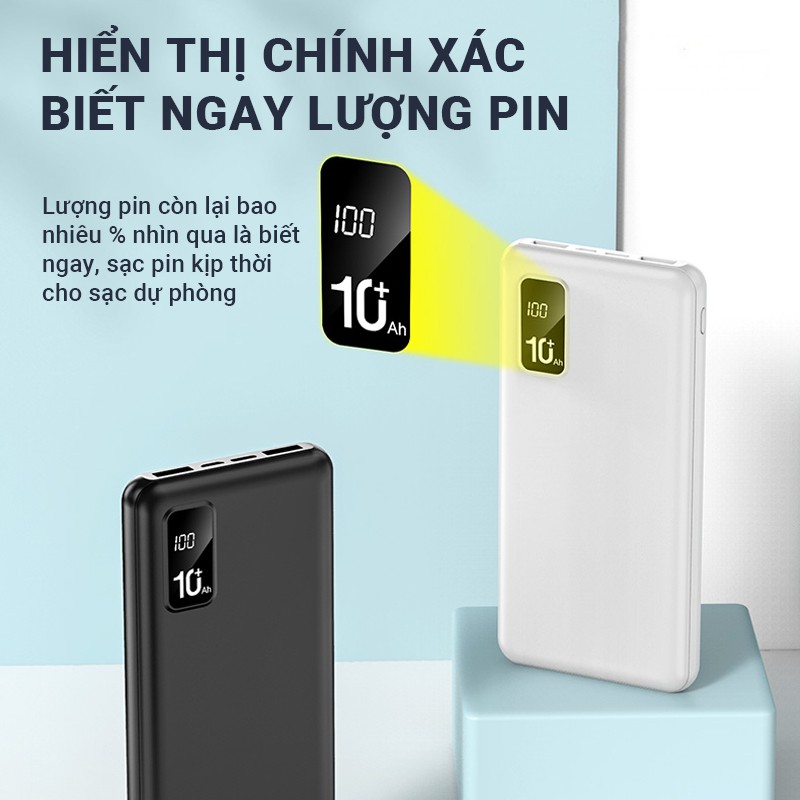 Pin sạc dự phòng Cát Thái Y65 dung lượng 15000mAh hỗ trợ sạc nhanh tốc độ 2.1A 2 cổng ra USB 2 cổng sạc vào Micro/Type-C