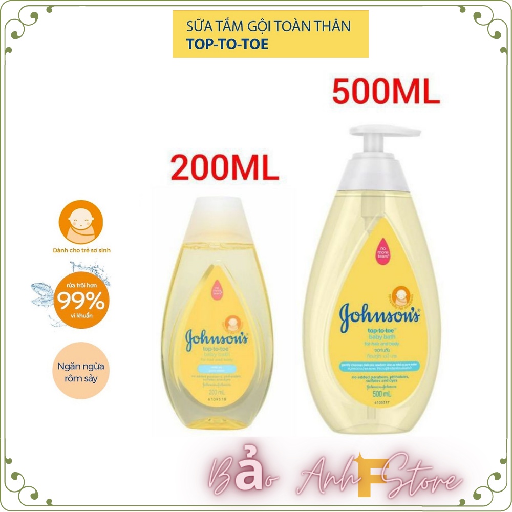 Sữa tắm gội cho bé JOHNSON 200ml - 500ml Top-to-toe Baby Bath Mild As Pure Water