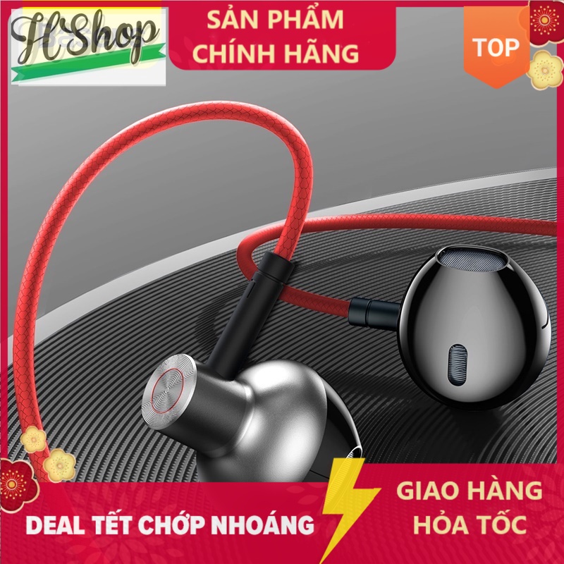 Tai Nghe Chính Hãng BASEUS có dây 6D Stereo H19 Bass Mạnh 3.5mm, Siêu Đẹp, Bền Có Micro, Nghe Nhac Cực Hay, Học Online