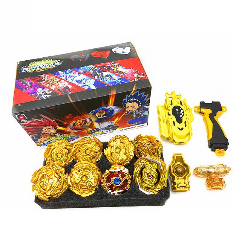 【COD】 8 cái Golden Beyblade Set Gyro Burst Với Launcher Hộp lưu trữ di động