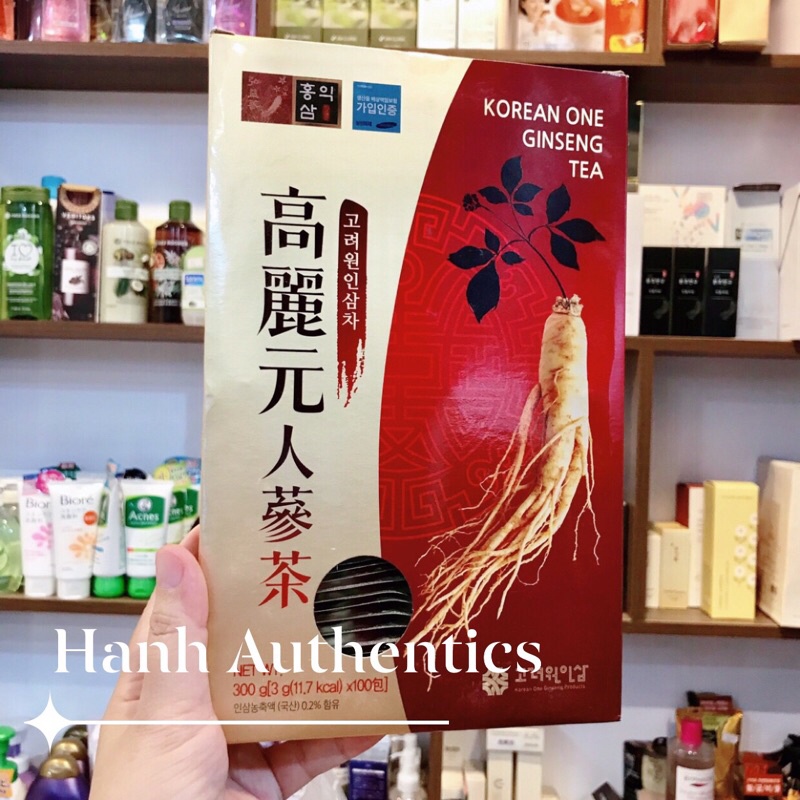 TRÀ HỒNG SÂM HOÀ TAN KOREAN ONE GINSENG TEA HÀN QUỐC HỘP 100 GÓI