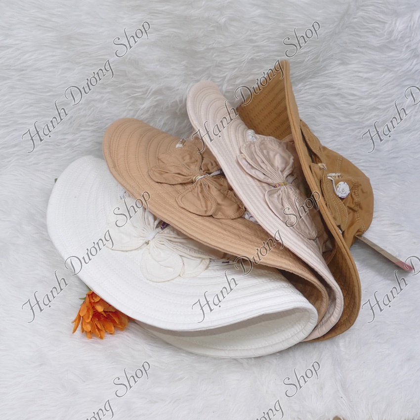 Mũ đẹp nón bo nữ vành rộng 9cm gắn cánh bướm có kết tít xung quanh phù hợp cho nữ