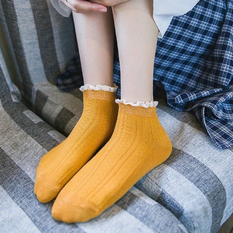 Ste 10 Đôi Tất Nữ Len Gân Cổ Bèo Nữ Tính
