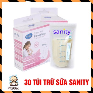 <Chính hãng> Hộp 30 túi trữ sữa Sanity của Đức nhựa cao cấp định hình túi 2 khóa zip chắc chắn