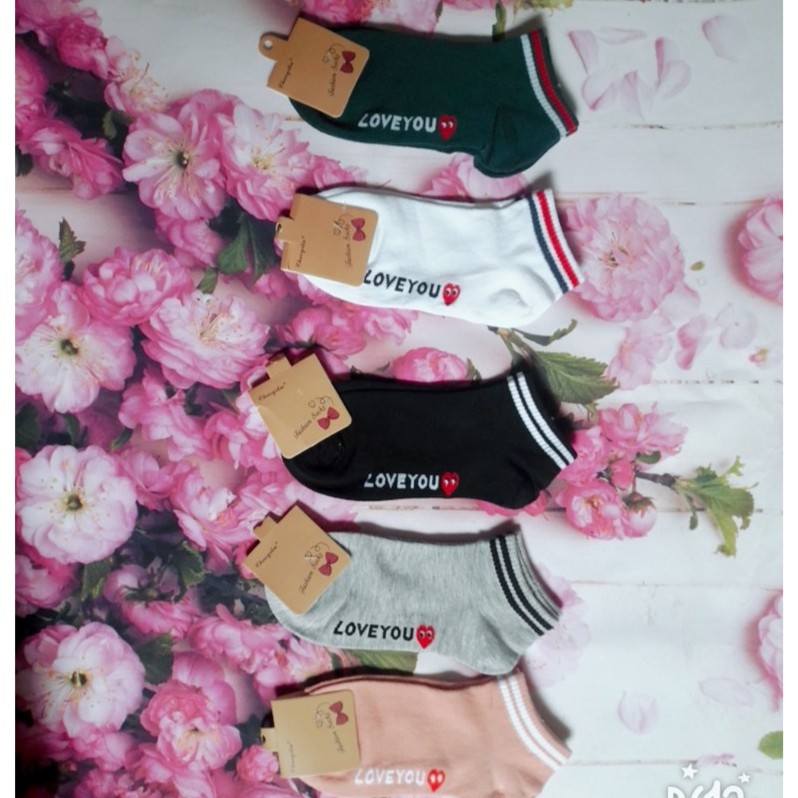 Combo 2 đôi tất nữ cổ ngắn I LOVE YOU