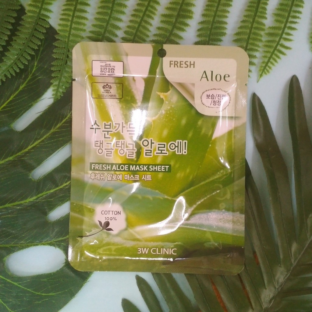 Mặt nạ dưỡng da thiên nhiên Lô Hội Mỹ phẩm chăm sóc da chính hãng Hàn Quốc 3W Clinic Fresh Aloe Mask Sheet