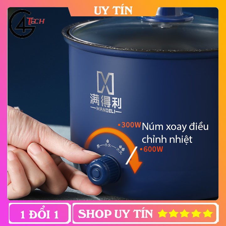 𝑭𝑹𝑬𝑬 𝑺𝑯𝑰𝑷 Nồi Lẩu Điện Shiban Mini Núm Xoay 2 NẤC NHIỆT Kèm Giá Hấp 1,8L, Ca Nấu Mì,Nấu Cơm Đa Năng 2 Tầng Cao Cấp