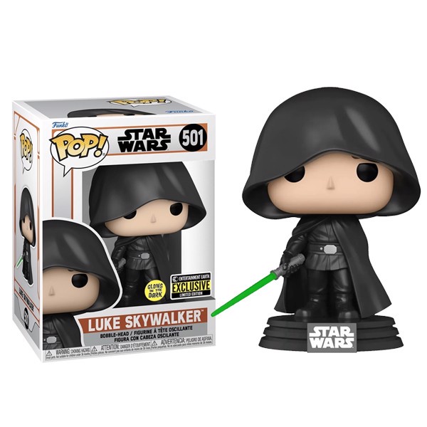 Đồ chơi mô hình funko pop 501 Hooded Luke Skywalker Glow in the Dark - Star Wars