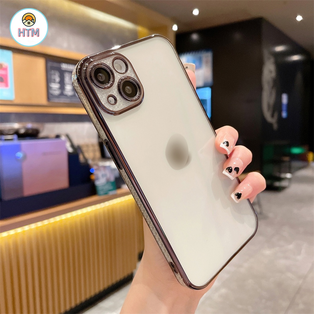 Ốp Điện Thoại Viền Vuông TPU Mềm Mạ Điện Kèm Phim Bảo Vệ Ống Kính Cho iPhone 13 12 11 Pro Max Promax XS Max XR X