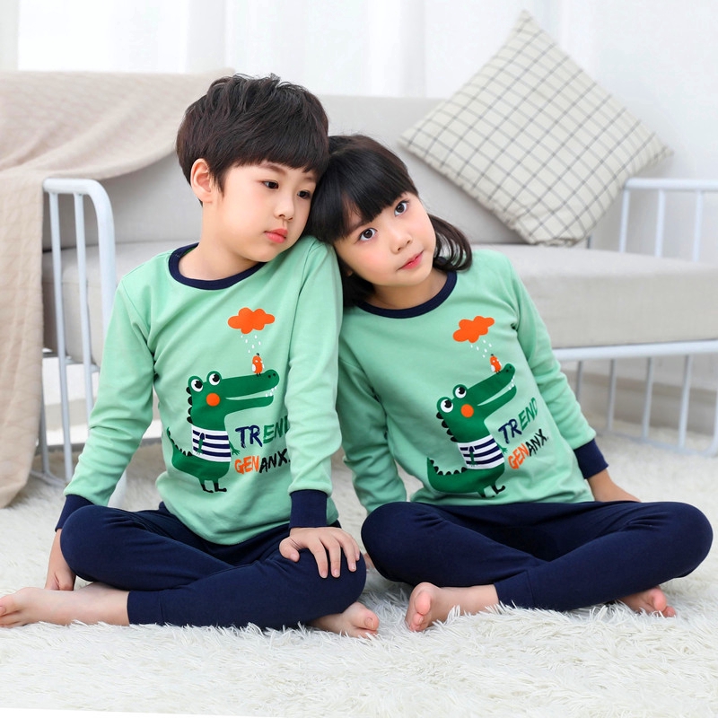 Bộ đồ ngủ chất liệu cotton in họa tiết động vật hoạt hình cho bé cao từ 100-150cm