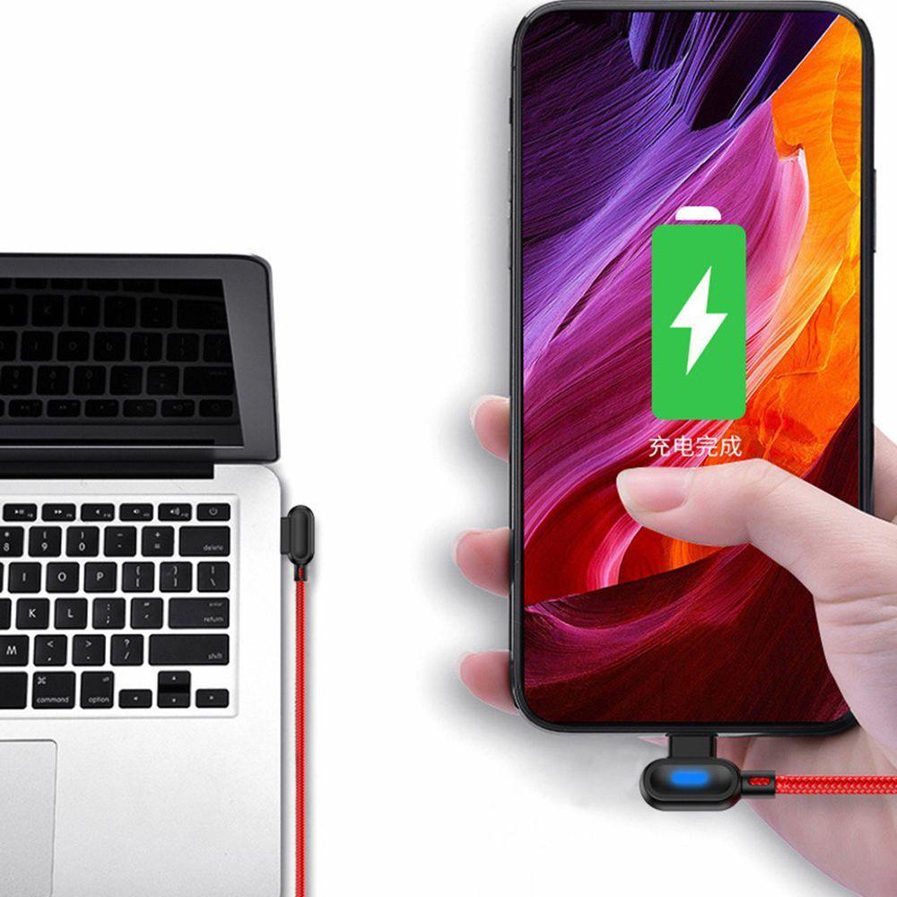 Cáp Sạc Micro USB Type C 90 Độ Có Đèn LED Chất Lượng Cao