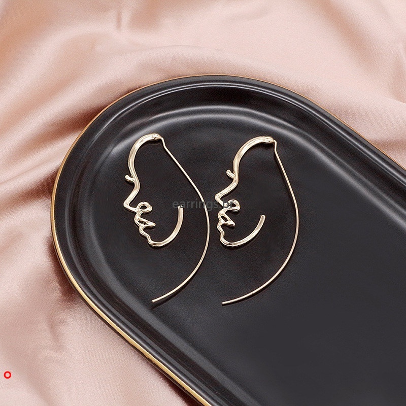 Brincos Rostos Arte Abstrata Minimalista Brincos Oco Oscila Moda Feminina Acess Rios / Abstrato Rosto Da Arte Brincos Minimalista Estilo De Ouro Cor Prata Oco Brincos Pendurados Mulheres Acessórios Da Moda