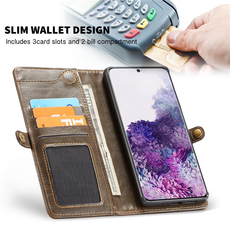 Bao da điện thoại CaseMe nắp lật khóa nam châm cho Samsung Note20 S20 Ultra S10 S9 S8 Note10 Plus