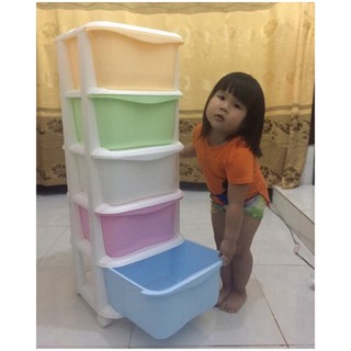 [Trợ giá] Tủ nhựa 5 tầng có bánh xe kt 97x37x37cm