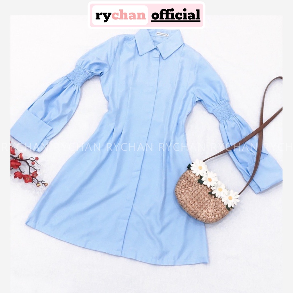 Đầm Nữ Dự Tiệc Cổ Sơ Mi Tay Dài Nhúng Thun Nút Trước Thắt Eo Thanh Lịch Công Sở Cực Tôn Dáng [ẢNH THẬT CUỐI] - DX9945