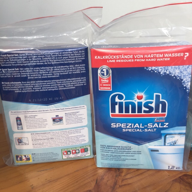 Muối Rửa Bát Finish 1kg, 1.5kg, 1.2kg Muối Finish cho Máy rửa bát ly, Muối rửa chén, Muối làm mềm nước