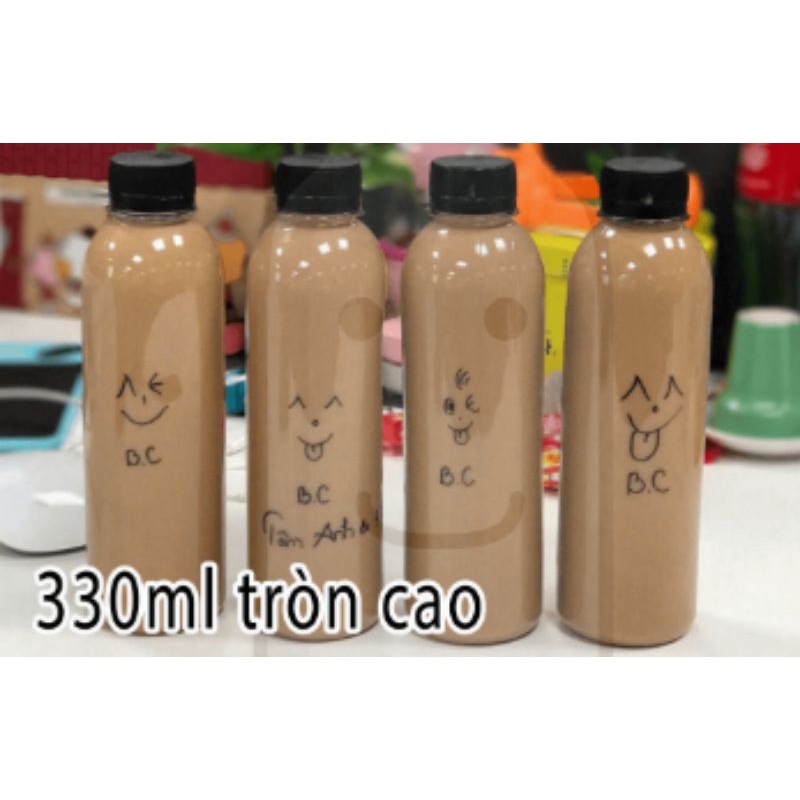 chai vuông 330ml miệng rộng  ( nắp đen)