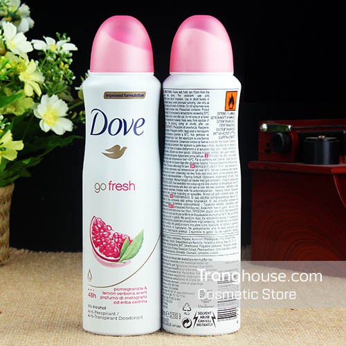 Xịt Khử Mùi Dove Go Fresh Pomegranate & Lemon Verbena Scent Moisturising Cream 48H - 150ml - Hương Lựu.