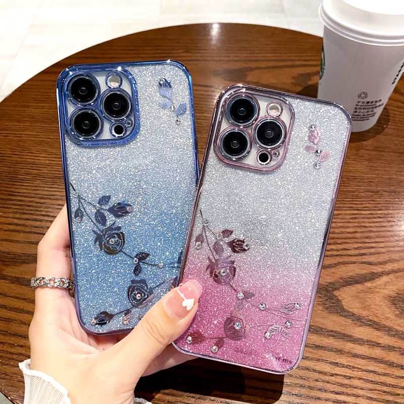 Ốp Điện Thoại Silicon Mềm Trong Suốt Mạ Điện Lấp Lánh Cho iPhone 14 13 12 11 Pro Max X XR XS Max