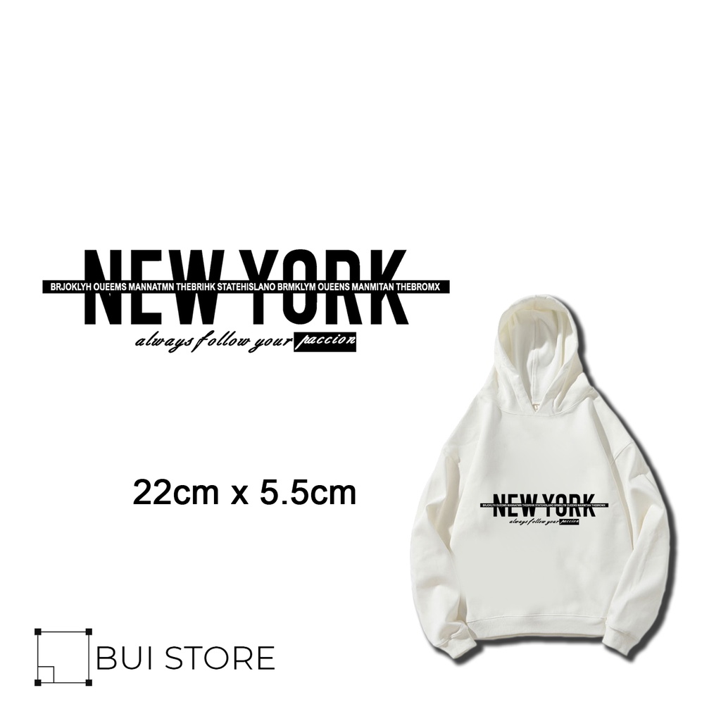 Miếng ủi truyền nhiệt offset dán quần áo hình NEW YORK