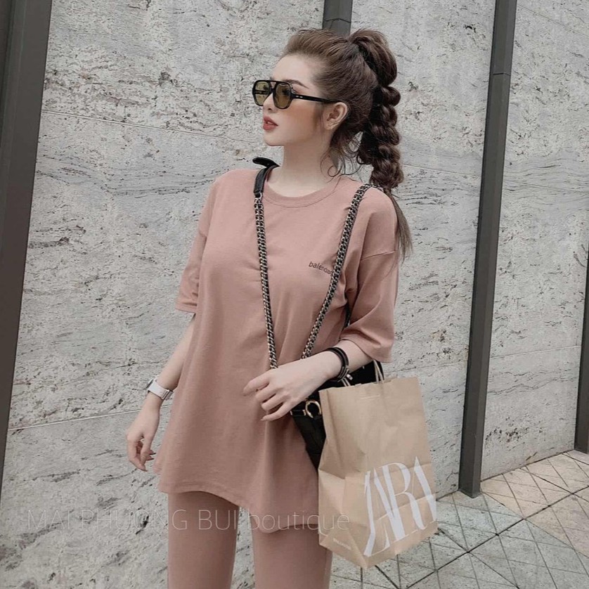 Bộ Cotton Thụng Balencia Thêu Chữ Nổi | BigBuy360 - bigbuy360.vn