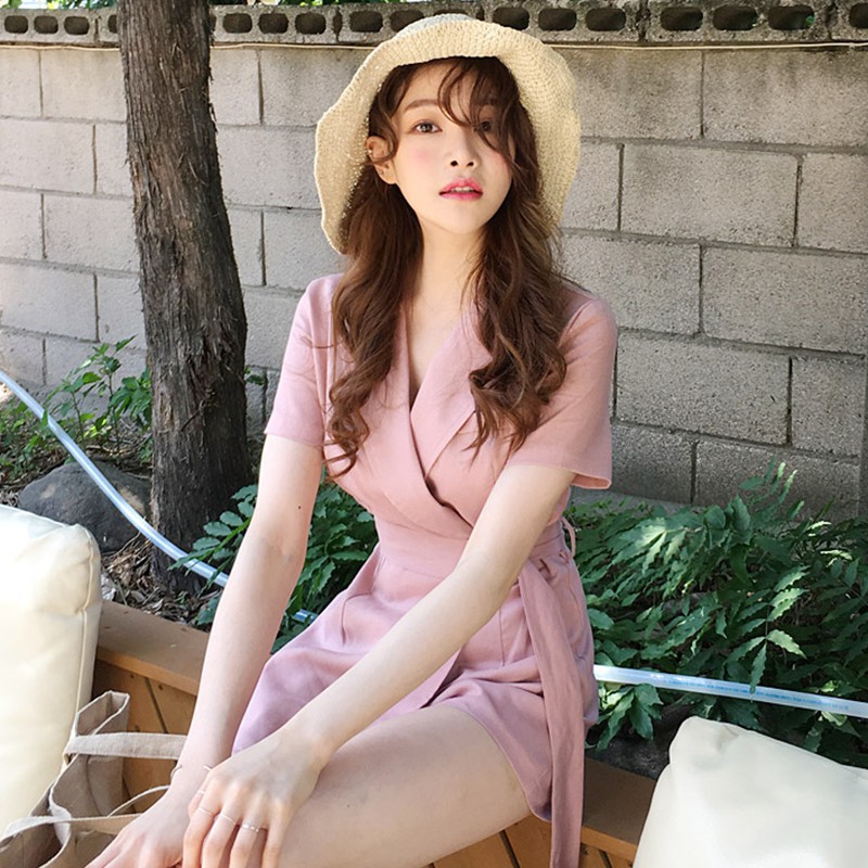 ORDER Váy Jumpsuit Cổ Vets sang trọng Hàn Quốc - có ảnh thật _ ulzzang style