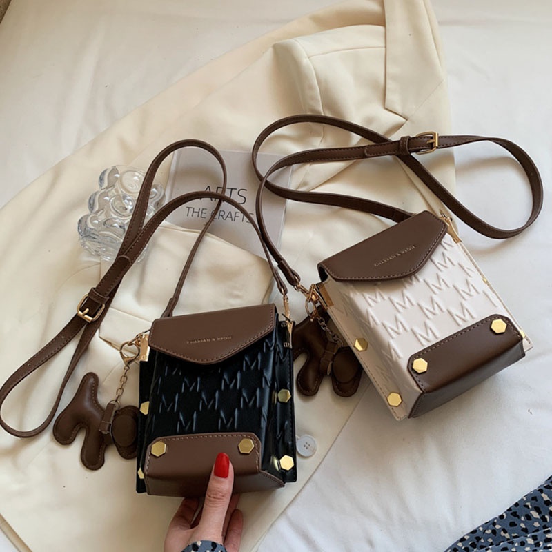 Túi Đeo Vai Mini Hình Vuông In Họa Tiết Chữ Thời Trang Cho Nữ