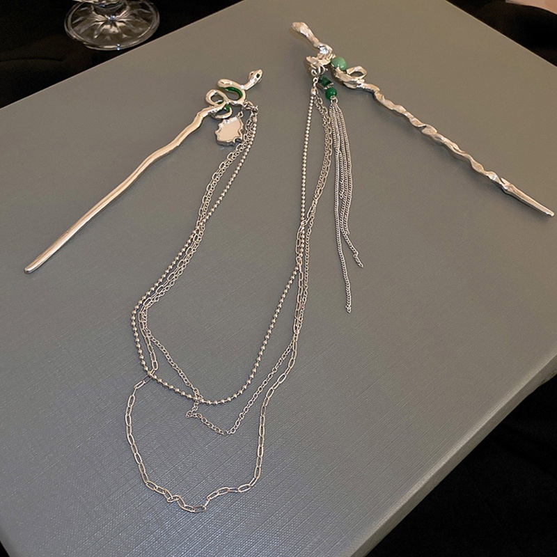 Trâm Cài Tóc Hình Rắn Bằng Hợp Kim Có Thể Tháo Rời Phong Cách Cổ Điển Cho Nữ