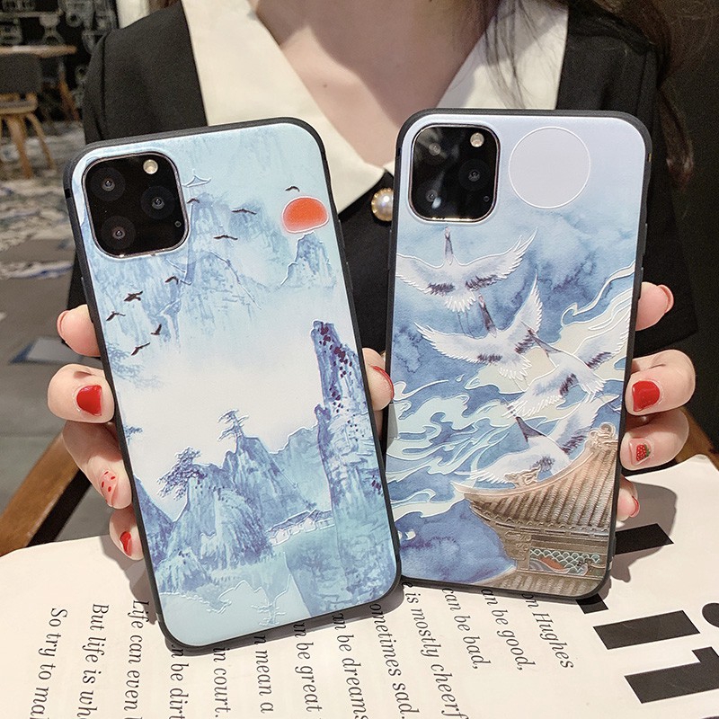 GNC|OPPO A52 A92 A53 A91 A31 2020 A3s A5 A7 A12e A1K K3 K5 F1s F9 F11 F5 Pro Reno3 Realme C11 C1 C2 6i 5i 5s XT Pro White Crane Soft Case