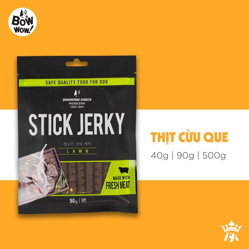 BowWow Stick Jerky_Thịt Cừu Que Snack Cho Chó 90g