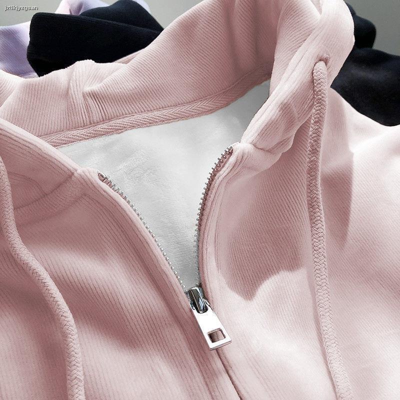 Áo hoodie nhung dày dáng rộng in hoạt hình kiểu Hàn Quốc thời trang thu đông 2021