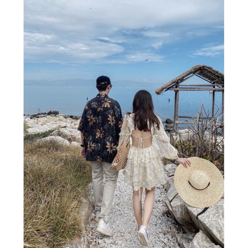 ẢNH THẬT - ĐẦM HOA CỔ V KHOÉT EO HỞ LƯNG | BigBuy360 - bigbuy360.vn