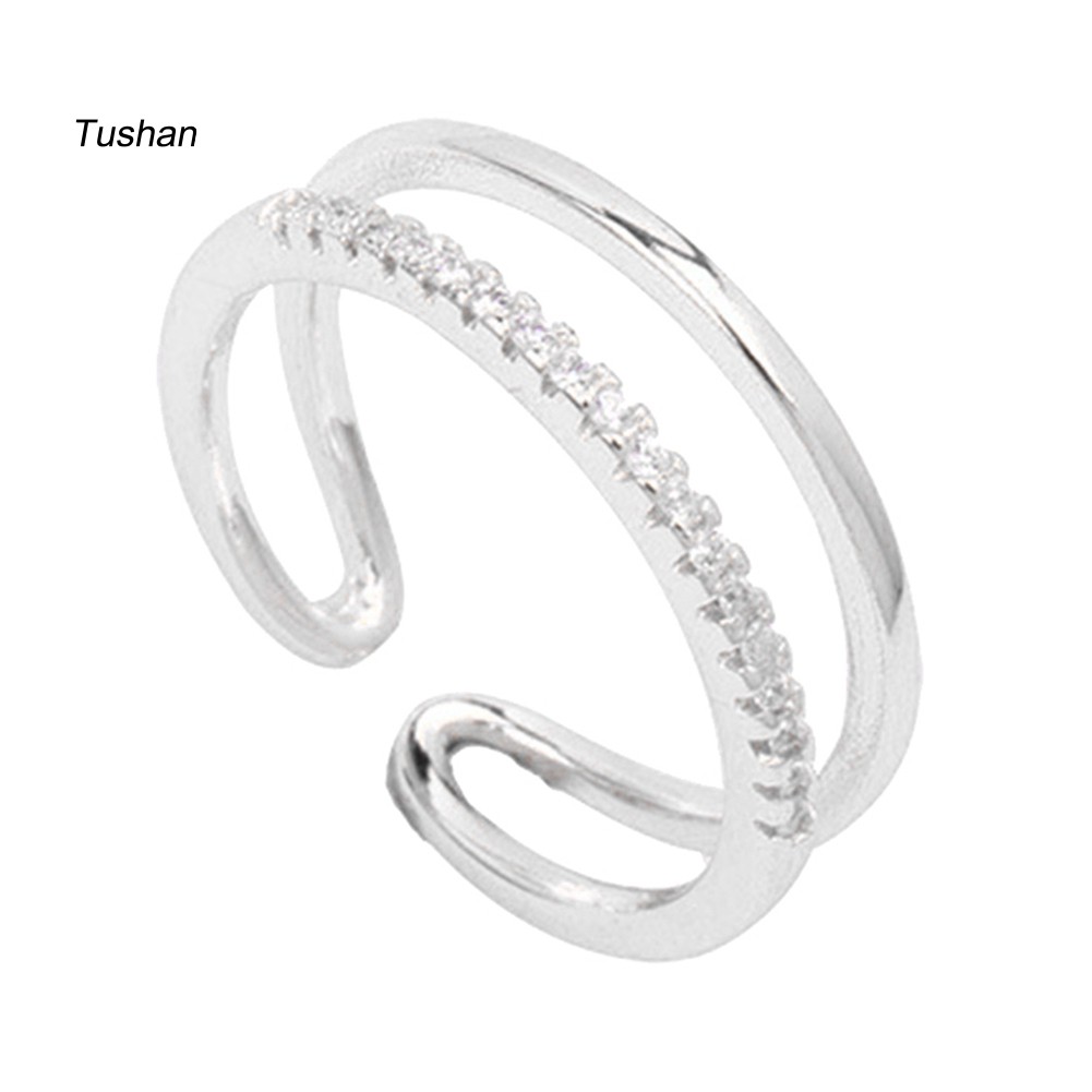 Ống Xả Khí Thải Chuyên Dụng Chất Lượng CaoNhẫn Hở Hai Lớp Đính Đá Đơn Giản Cho Nữ