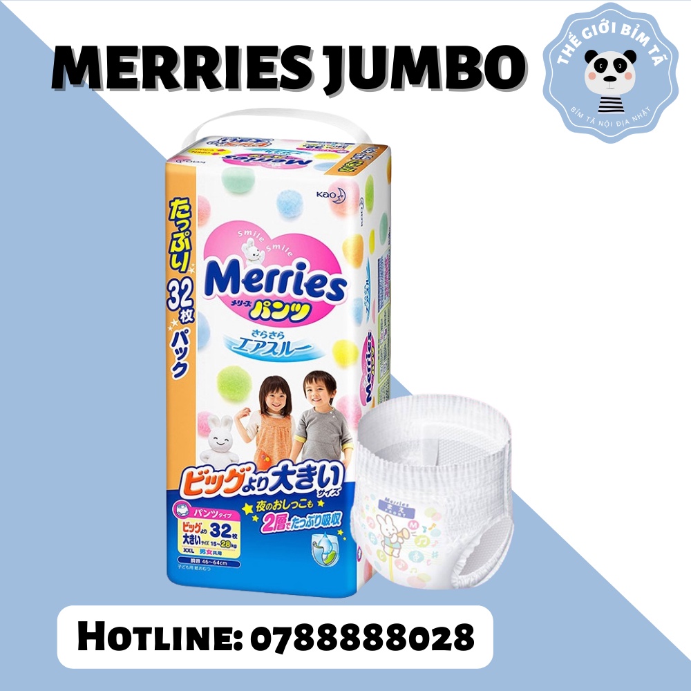 (MERRIES JUMBO)Bỉm Tã Dán/Quần Merries Nội Địa Nhật Đủ Size M76/M74/L56/XL50/XXL32