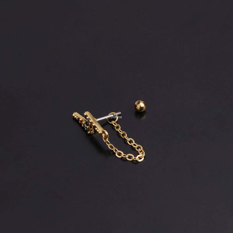 1 Khuyên Tai Hình Rắn/ Trái Tim Đính Đá Zircon Nhiều Màu 20gauge