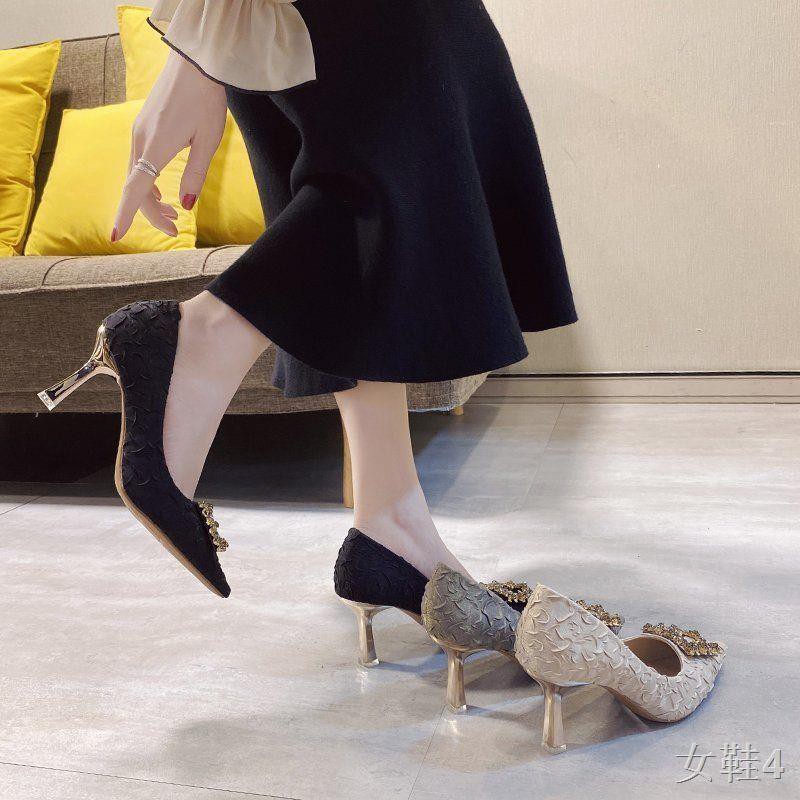 Giàn Cao gúc Nữ Thời trang mới khoan nước Giày gót 2021 Mùa xuân Khí chất hoang dã Phiên bản Hàn Quốc của Fine