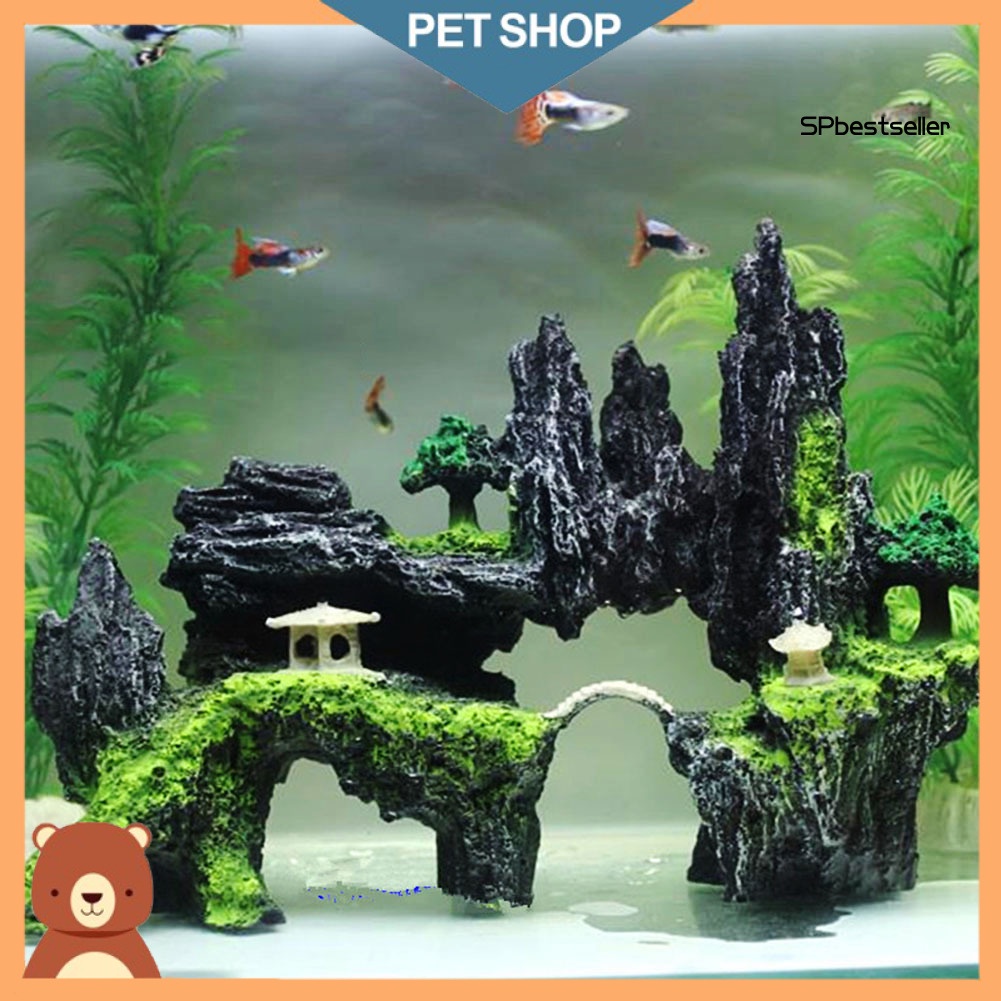 Mô Hình Hòn Non Bộ Bằng Nhựa Resin Trang Trí Bể Cá Cảnh