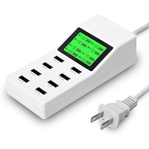 HUB Sạc Thông Minh 8 USB Màn hình LCD+2 Ổ Cắm Điện