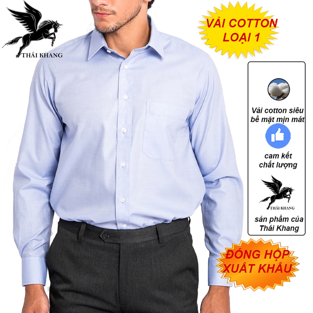 áo sơ mi nam dài tay trung niên trơn vải cotton loại 1 mặc cực mát loại áo sơ mi màu trắng form regular AHOP21