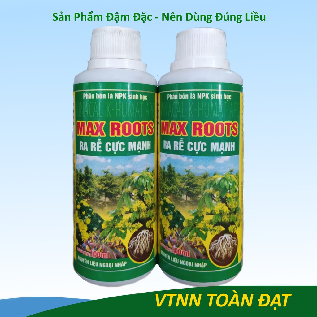 Phân bón lá sinh học Max Roots (100ml), Humic Acid Ra Rễ Cực Mạnh, Chuyên dùng cho mai vàng và hoa kiểng