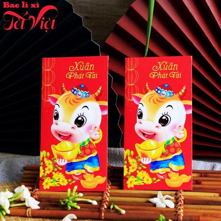 Combo 10 bao lì xì Tân Sửu 2021 mẫu mới cao cấp giấy dày bóng họa tiết in sắc nét nhiều mẫu lung linh BBShine – LX001