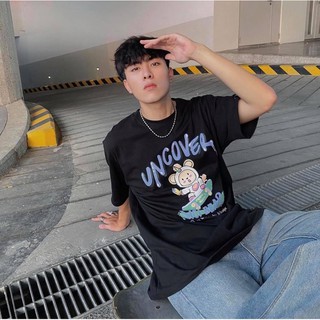 Áo thun UNCOVER Gấu áo thun tay lỡ unisex
