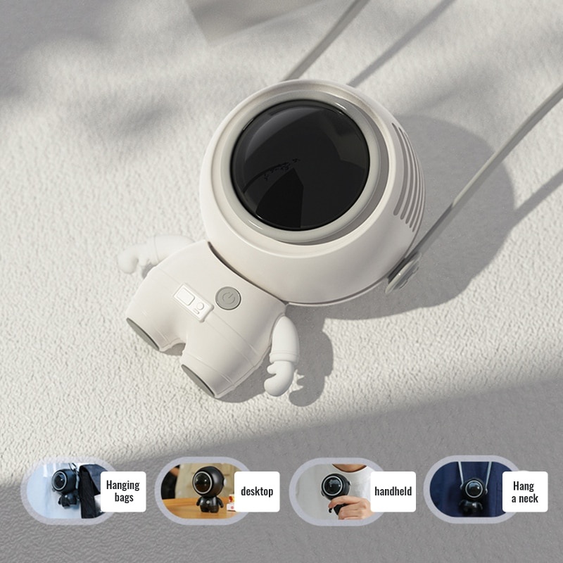 Quạt làm mát đeo cổ không cánh quay sạc cổng USB hình phi hành gia sáng tạo
