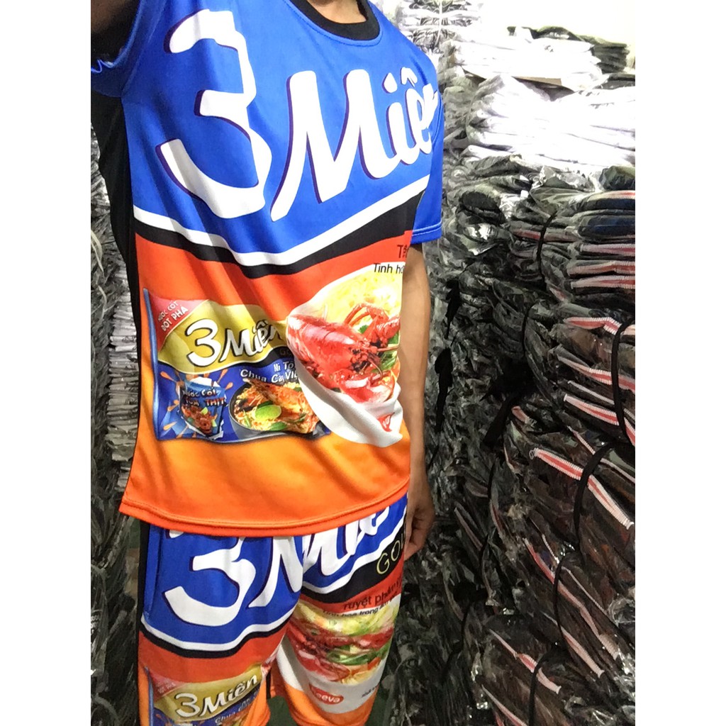 Đồ bộ thun áo nam nữ mì tôm 3 miền thể thao ngắn tay | BigBuy360 - bigbuy360.vn