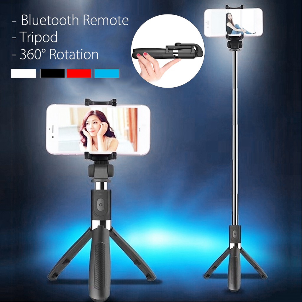 Gậy selfie kiêm giá đỡ cho điện thoại Android/ IOS có điều khiển từ xa kết nối Bluetooth 3 trong 1 linh hoạt 360 độ | BigBuy360 - bigbuy360.vn