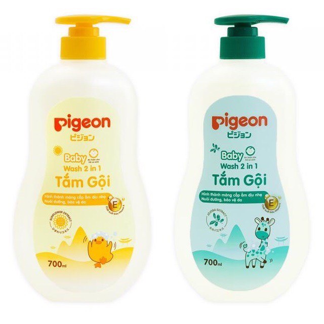 Sữa tắm Pigeon 700ml toàn thân tắm gội dịu nhẹ sữa tắm em bé  2 in 1 cho bé trẻ em sơ sinh  Jojoba/ Hoa hướng dương