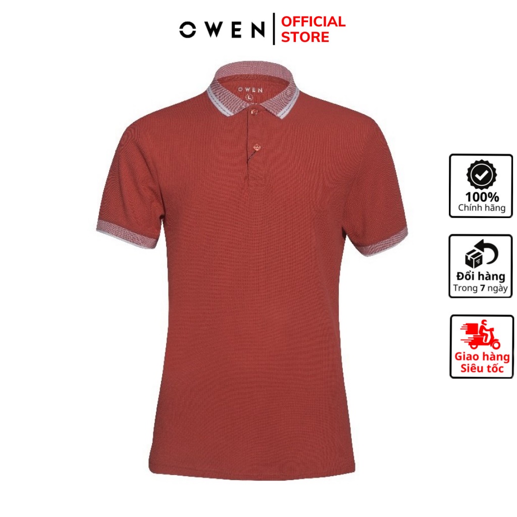 Áo thun nam có cổ polo OWEN APV220311 phông ngắn tay hàng hiệu cao cấp dáng body fit màu đỏ dâu vải cotton mềm mát