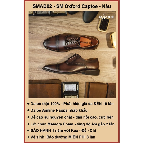 Giày tây nam da thật SM Oxford Captoe - Da nappa nhập khẩu cao cấp - Giả da đền gấp 10 - SMAD02NA - R8ckie