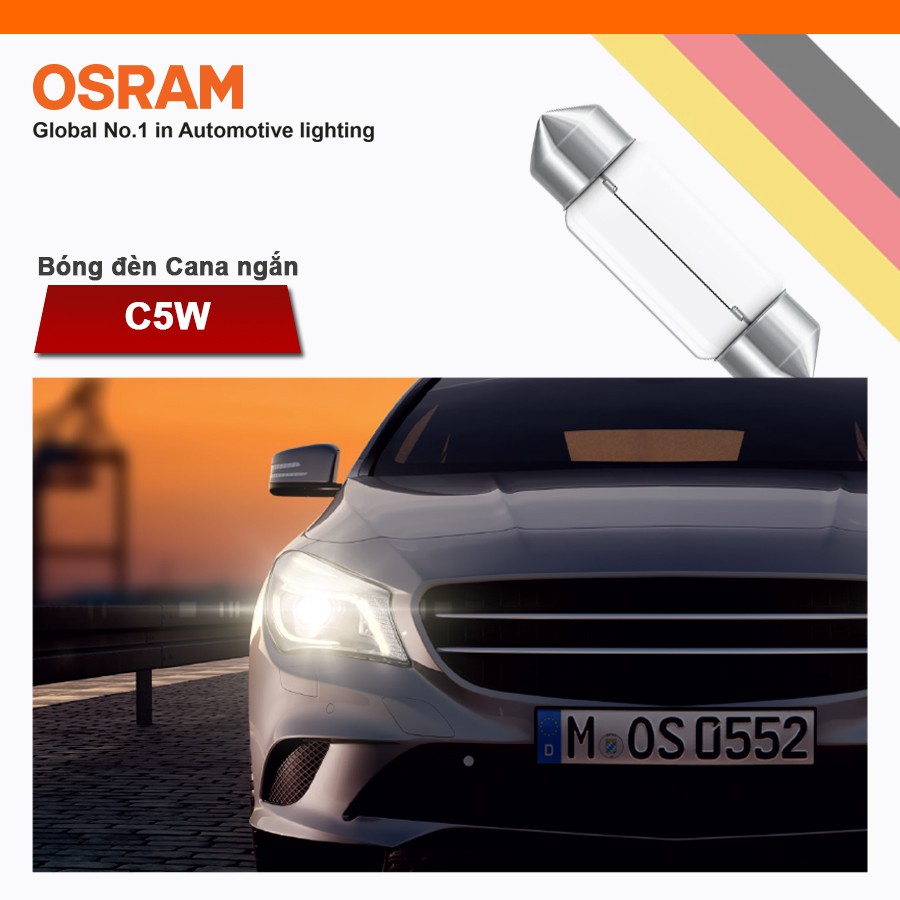 [Mã BMBAU50 giảm 10% đơn 99k] Combo 2 Bóng Đèn Cana Ngắn OSRAM Original C5W 12V 10W Nhập Khẩu Chính Hãng