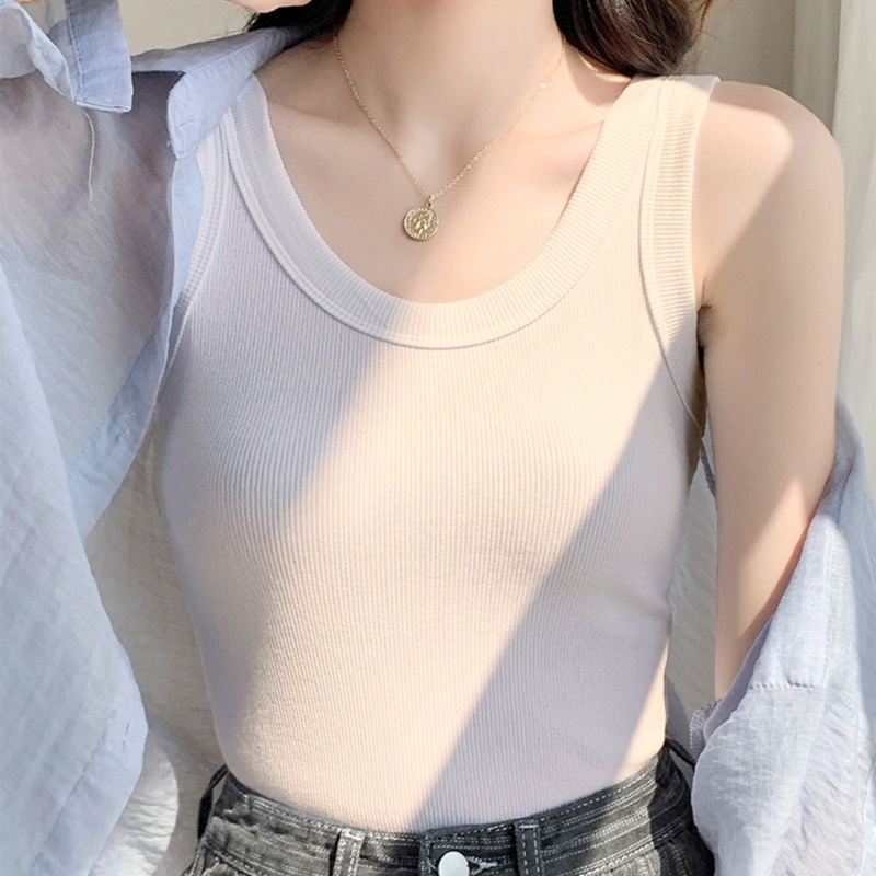 Áo Dệt Kim Sát Nách Màu Trơn Dáng Ôm Thời Trang Cho Nữ